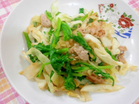 菜の花入り肉野菜炒め